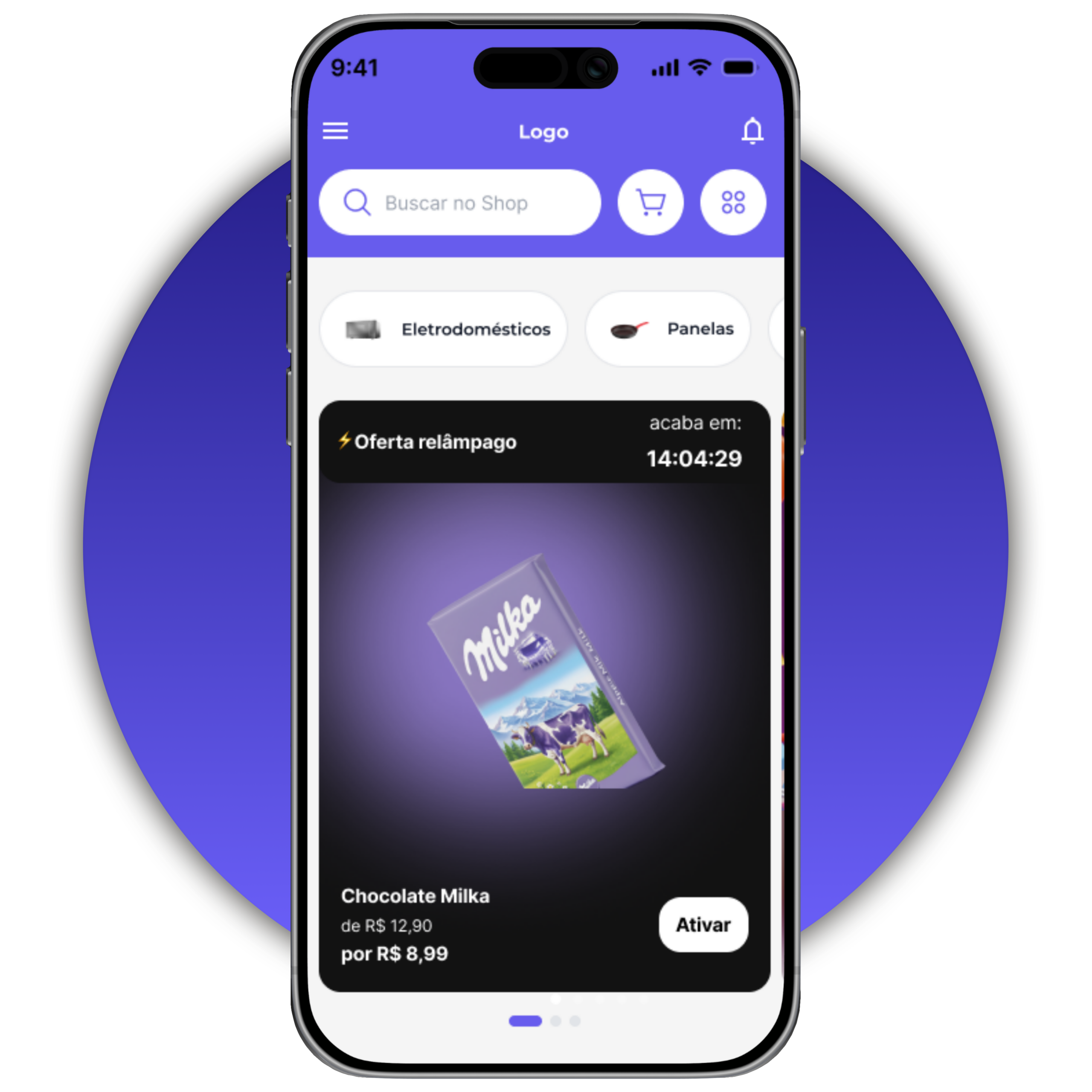 Mockup do marketplace white-label em aplicativo bancário